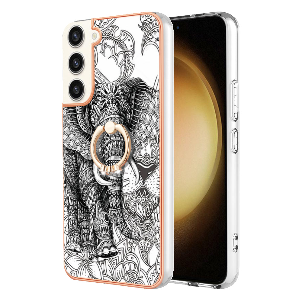 YB IMD Series-20 Style D for Samsung Galaxy S23 IMD Pattern Phone TPU Case 2.0mm Electroplating Kickstand Cover YB IMD Series-20 Style D for Samsung Galaxy S23 IMD Pattern Phone TPU Case 2.0mm Electroplating Kickstand Cover